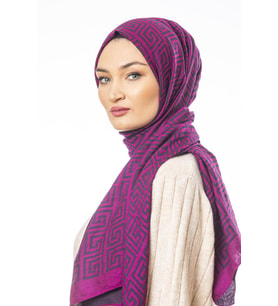 Jakar Dokuma Desen Jakarlı Modal Seri Şal Eşarp Askısı ile Birlikte 75x200 cm Fu
