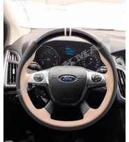 Ford Courier Dikme Direksiyon Kılıfı Parlak Siyah Bej Detaylı Bej Çift Yüzük ve Dikiş 2014-2023
