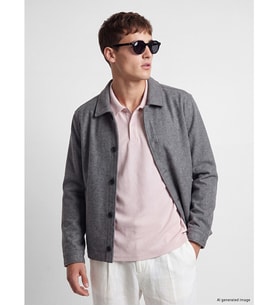 LCW Vision Gri Regular Fit Erkek Kaşe Gömlek Ceket
