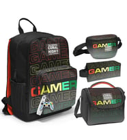 Coral High İlkokul/Ortaokul Çanta Seti ve Bel Çantası- Siyah Gri Gamer - Erkek Çocuk (Çok Renkli)