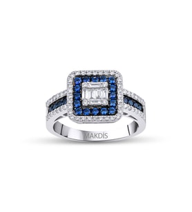 0.90 Karat Safir Pırlanta Yüzük