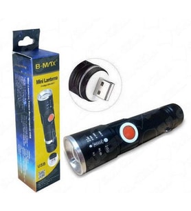 Mini Fener Dahili Batarya Kendinden USB Şarj Soketli T6 Led Zoom