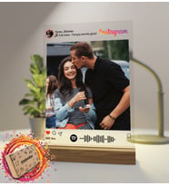 Kişiye Özel  Fotoğraflı Kendin Tasarla Spotify Şarkı Barkodlu İnstagram Tasarımlı Masaüstü Plak Fotoğraf Çerçevesi