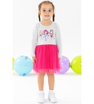 Breeze Kız Çocuk Uzun Kollu Elbise Baskılı 1.5-5 Yaş, Açık Gri Melanj
