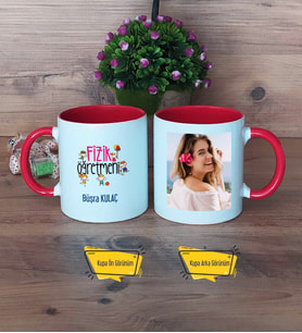 Fizik Öğretmeni Kupa Bardak Kırmızı Fotoğraflı Öğretmenler Günü Hediyesi