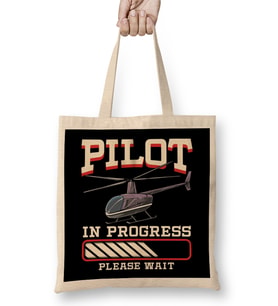 Funny Pilot In Progress Please Wait Helicopter Bez Çanta Uzun Saplı