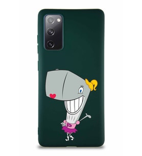 Samsung Galaxy S20 FE Soft Premier Kapak Pearl Yengeç Tasarımlı Silikon Kılıf - Yeşil (Şeffaf)