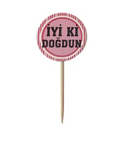 20 Adet Pembe iyiki doğdun yazılı sunum kürdanı parti malzemesi-