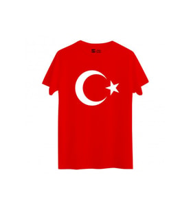 Kız-Erkek Çocuk Ay Yıldız Bayrak Tişört Kırmızı