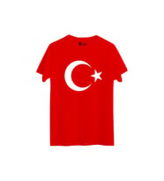 Kız-Erkek Çocuk Ay Yıldız Bayrak Tişört Kırmızı