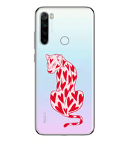 Redmi Note 8 Uyumlu Çita ve Kalp Desenli Şeffaf Telefon Kılıfı