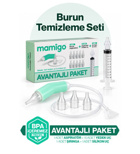 AVANTAJ PAKET - Bebek Burun Aspiratörü + 10 Yedek Uç + Temizleme Şırıngası