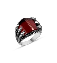 Garnet Zirkon Taşlı 925 Ayar Gümüş Yüzük