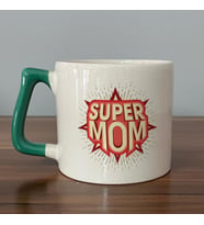 Süper Mom Kırmızı Baskılı Yeşil Kulplu D Kupa