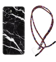 Vivo Y15S Y32 Y33S Y51 Y53S Kılıf Boyun Asklı Rasta Silikon Siyah Şerit Mermer 1318