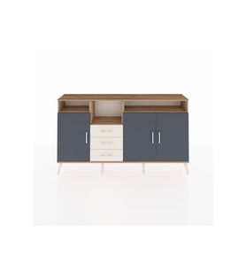 Arges Konsol 5 Raflı 3 Çekmeceli 3 Kapaklı 176x30x99 Çam-Antrasit/Aytaşı