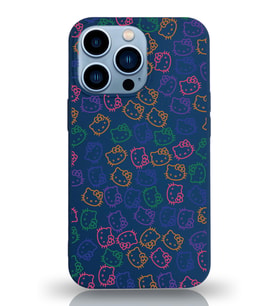 Apple iPhone 13 Pro Max Uyumlu Lansman Kılıf Hello Kitty Tasarımlı İçi Kadife Kapak-Lacivert (Şeffaf)