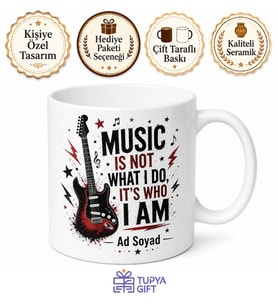 Rock and Roll Temalı Baskılı Kupa Bardak Müzik Severler İçin Özel Tasarım Hediye