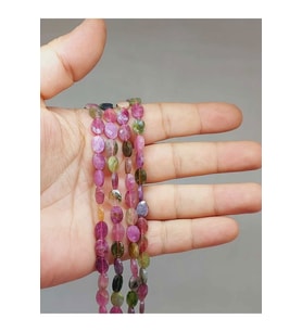 Bileklik Boy Turmalin Taşı Karışık Renkler Şekilli Yarım Dizi 8*2.5mm (51204) (18CM UZUNLUĞUNDADIR)