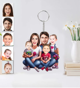 Kişiye Özel 5 kişilik Aile Ahşap Anahtarlık-62