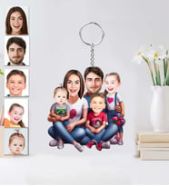 Kişiye Özel 5 kişilik Aile Ahşap Anahtarlık-62