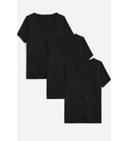 Kadın V Yaka Regular Tshirt SPR24TSK45-3 (Siyah)