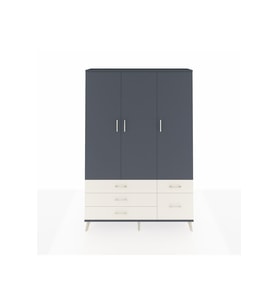 Arges Dolap 5 Raflı 5 Çekmeceli Tek Askılı 132x30x195 Antrasit-Antrasit/Aytaşı