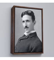 Çerçeveli Nikola Tesla Dekoratif Duvar Tablosu (Siyah)
