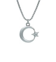 Ay Yıldız Örme Zincir Kolye - Gümüş Kaplama - Erkek Kadın Kolye - No:1585