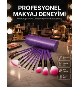 12 Parça Profesyonel Makyaj Fırçası Far Fırçası Allık Fırçası Yumuşak Kıllı