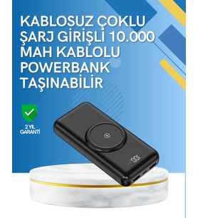 İphone Android Uyumlu 10000Mah – Hem Kablolu Hem Kablosuz