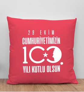 BK Gift 100. Yıl Hatırası Premium Kumaş Kırmızı Kırlent Yastık-2, 29 Ekim Hediyesi, Cumhuriyet Bayramı, 100.Yıl Hediyesi