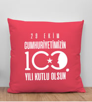 BK Gift 100. Yıl Hatırası Premium Kumaş Kırmızı Kırlent Yastık-2, 29 Ekim Hediyesi, Cumhuriyet Bayramı, 100.Yıl Hediyesi