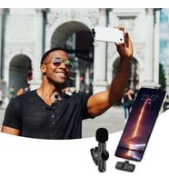 Type C Uyumlu İphone Dönüştürücülü Kablosuz Yaka Mikrofonu Android ve İphone Uyumlu Mini Mikrofon (5343)
