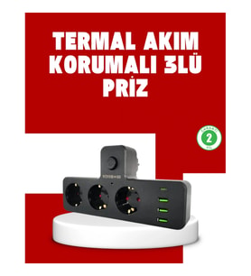 Mey İthalat® 7 Portlu Çoklu Priz USB ve Type-C Girişli Akıllı Güç Ünitesi