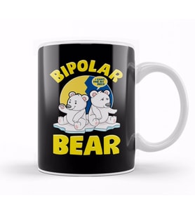 Bipolar Bear Polar Bears Emotional Polarity Pun Kupa Bardak Porselen