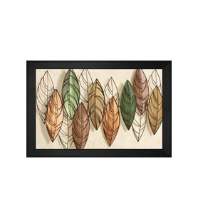 Renkli Yapraklar Soyut Motifli Kanvas Tablo 50 x 70 cm Siyah Çerçeve