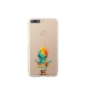 Huawei Y7 2018 ile uyumlu Splash ahtapot tasarımlı şeffaf silikon kılıf