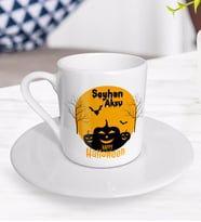 BK Gift Kişiye Özel Happy Halloween Tasarımlı Türk Kahvesi Fincanı-3