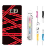 Samsung S7 Edge S20 Fe Plus Ultra S21 S22 Kılıf Kablo Koruma Spiral Silikon Danger 1372