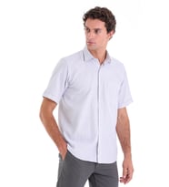 Hatemoğlu Gri K. Comfort Fit Kareli Pamuklu Slim Yaka Kısa Kol Klasik Gömlek