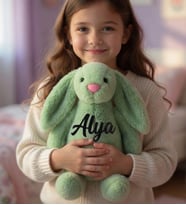 Kişiye Özel İsim Yazılı Peluş Tavşan 60 cm – Sevgiliye Hediye Kıza Kardeşe, Kuzene & Bebek Hediyesi (Yeşil)