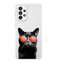 PrintiFy Samsung Galaxy A73 ile Uyumlu 1mm Slim Fit Kedi 3 050d Baskılı Şeffaf  Kılıf