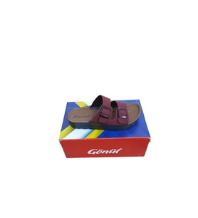 Çift toka ortopedik terlik (Bordo)