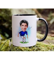 Bk Gift Kişiye Özel Futbolcu Karikatürlü Siyah Kupa Bardak-11, Sevgiliye Hediye, Arkadaşa Hediye