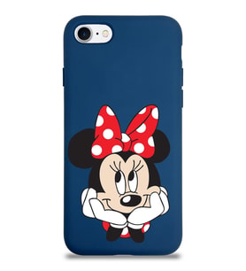 Apple iPhone SE 2020  Lansman Kılıf Minnie Mouse Tasarımlı Altı Kapalı İçi Kadife Kaplı  Kapak (Şeffaf)