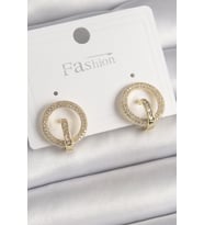 Pirinç Gold Renk Zirkon Taşlı Halka Model Kadın Küpe 5886 - GLST5291-7909