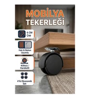 6 cm Kilitsiz Mobilya Tekerleği 4’lü Set – Halı ve Sert Zemin Uyumlu