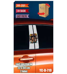 Araç Kapı Direk Kaplama Folyosu Kadın Desenli (SAĞ SOL TAKIM) (2 ADET) - 22x50 C (Çok Renkli)
