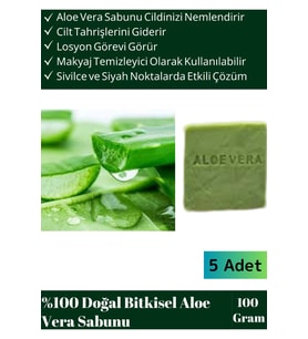 Özel Üretim %100 Doğal Tüm Vücut Kullanım Bitkisel Aloe Vera Sabunu 5 Adet